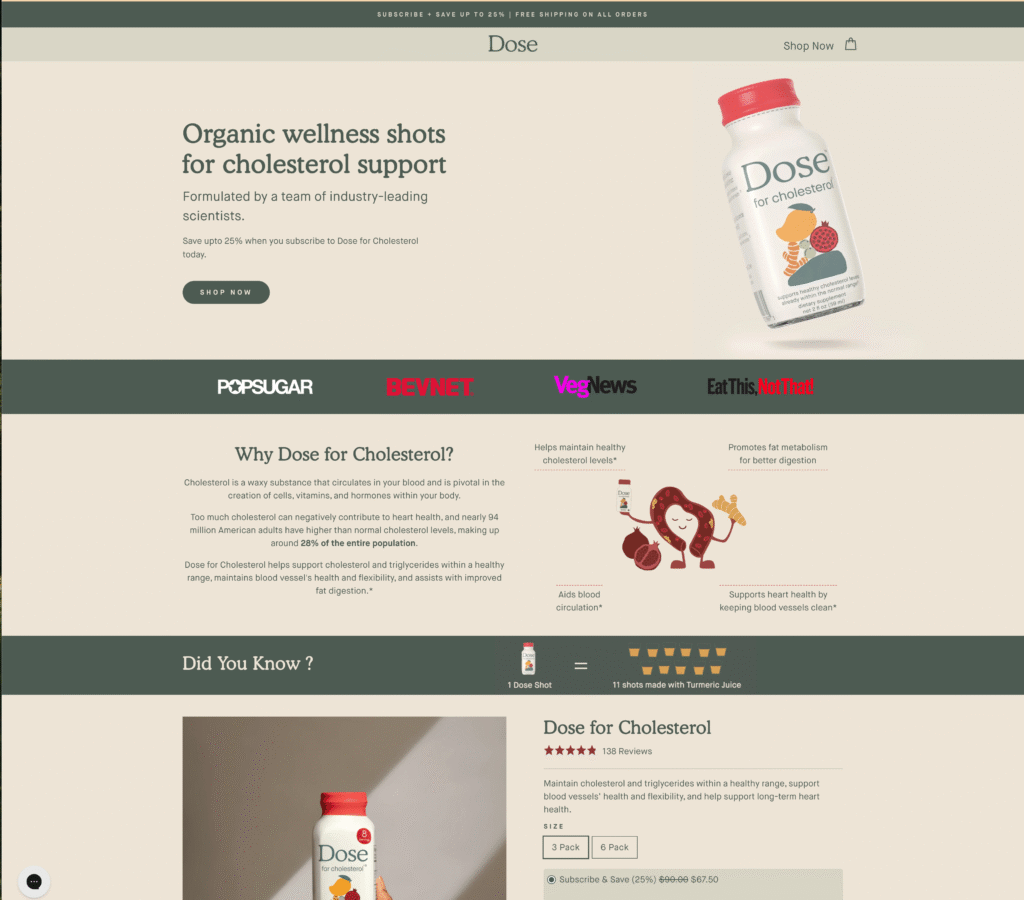 Example of Hero style ecommerce landing page.